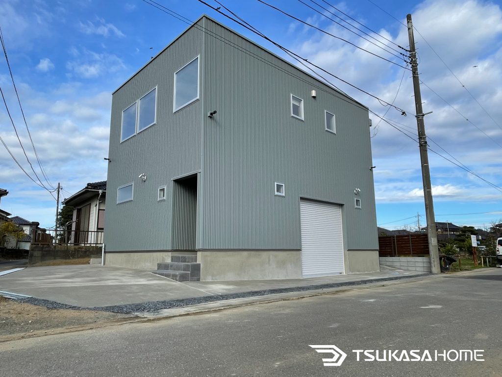 茨城県美浦村で建築した木造ガレージハウスの外観画像