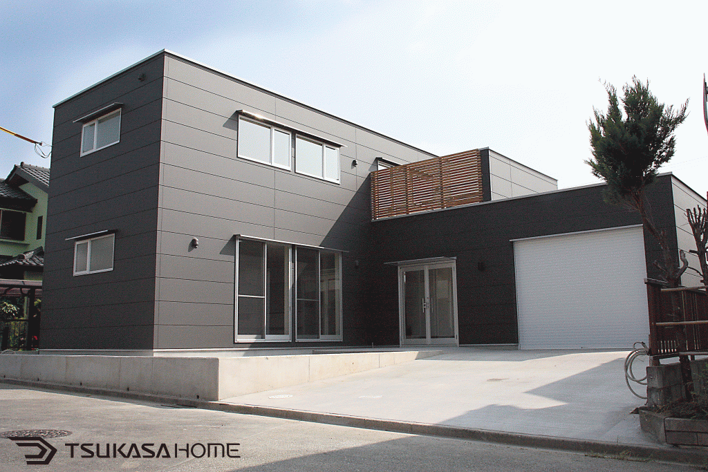 千葉県栄町に建築した1台駐車の木造ガレージハウス外観画像