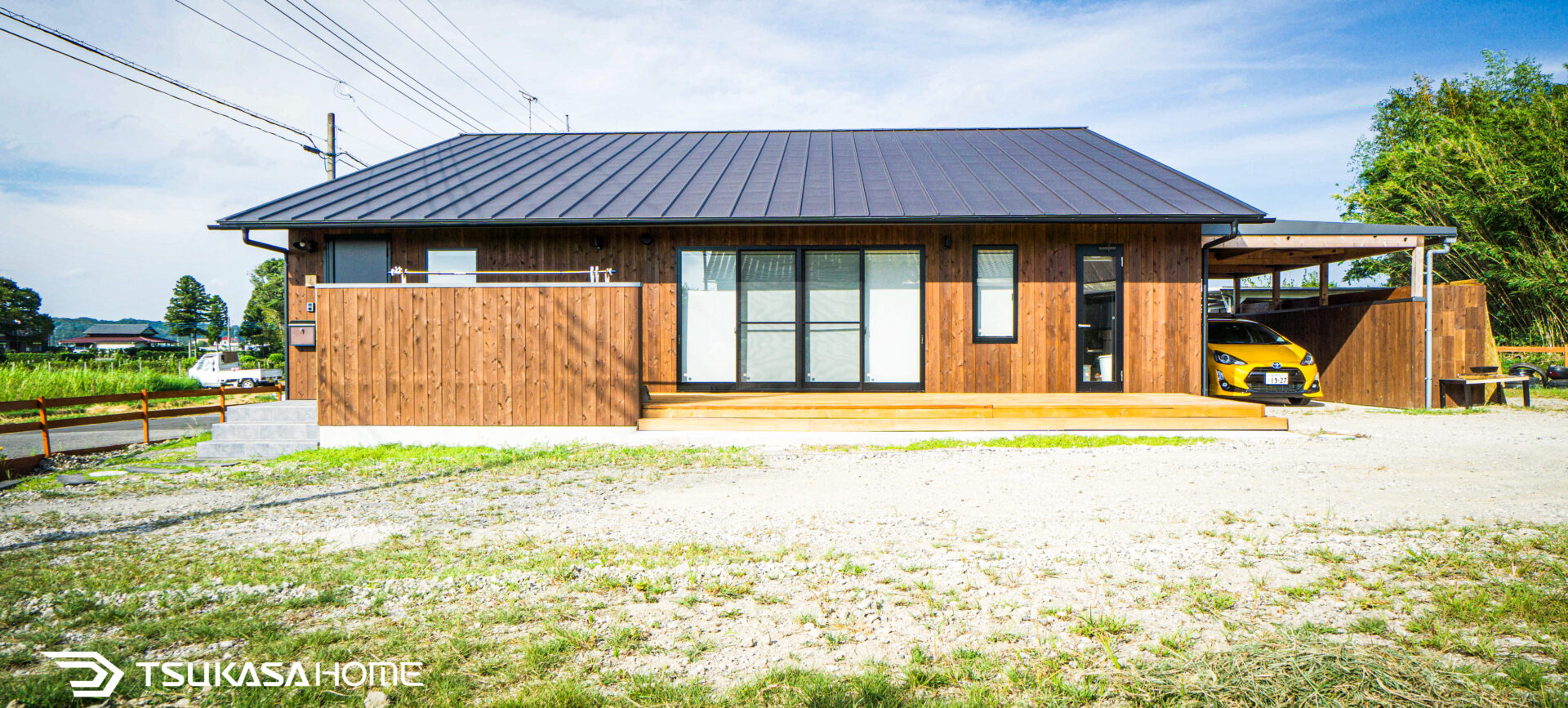 千葉県睦沢町の移住向け木造住宅 外観正面