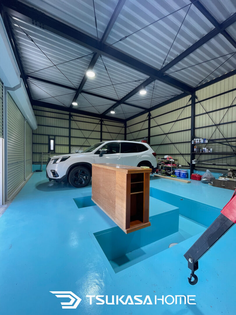 鉄骨車庫ガレージ 内部スペース 千葉県八街市