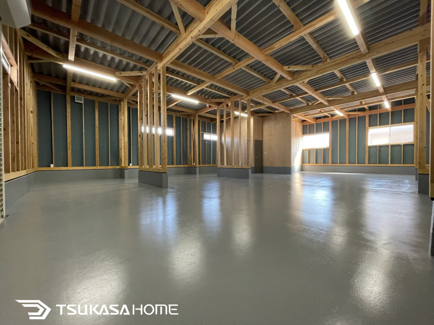 作業場、倉庫内部床　防塵塗装