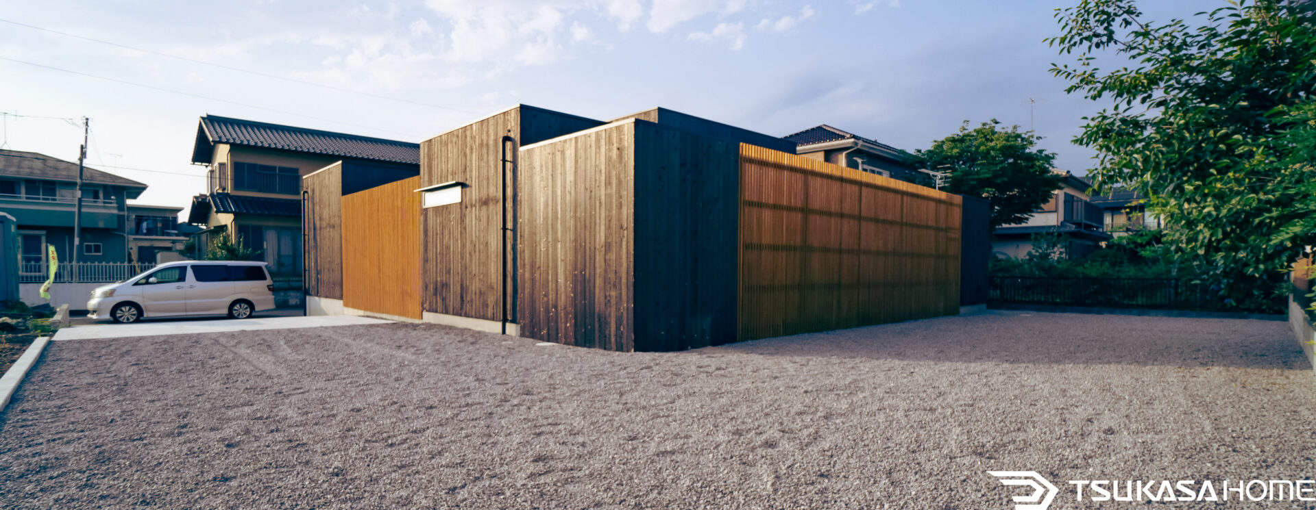 茨城県土浦市の焼杉外壁を採用した中庭付き平屋住宅 外観