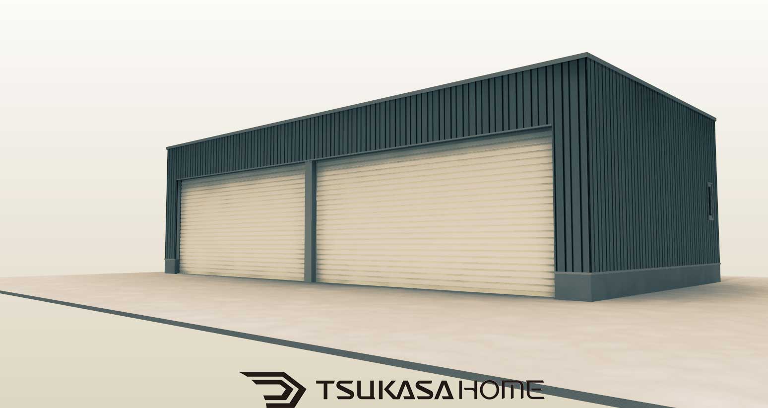 千葉市で建築した4台駐車の鉄骨ガレージ