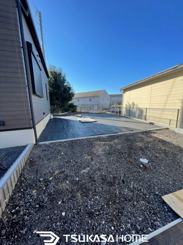 木造ガレージ着工前の敷地状況｜茨城県取手市で施工する断熱仕様ガレージ
