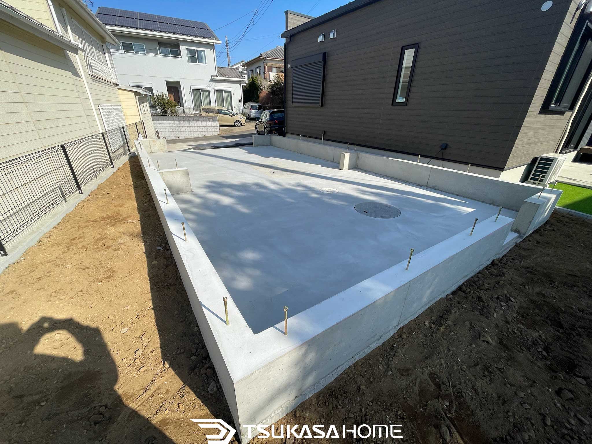 取手市で施工するおしゃれな木造ガレージ｜立ち上がり基礎と土間コンクリート
