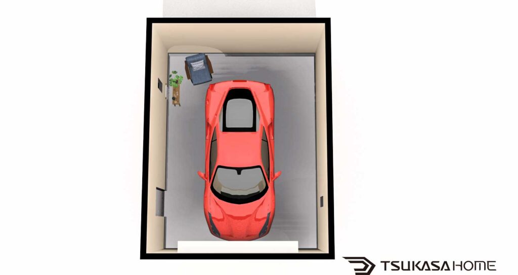 大多喜町ガレージ建築　1台駐車　木造ガレージ施工事例