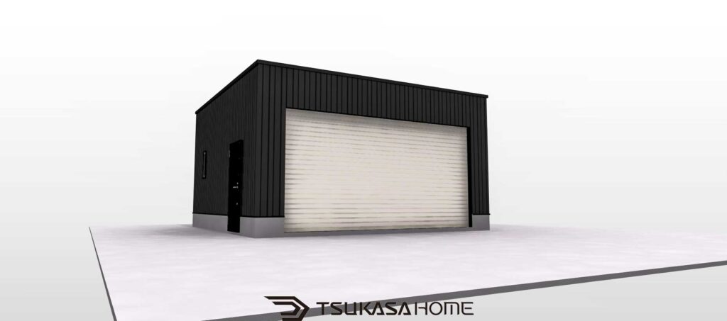 大多喜町に建築した2台駐車の木造ガレージ外観画像